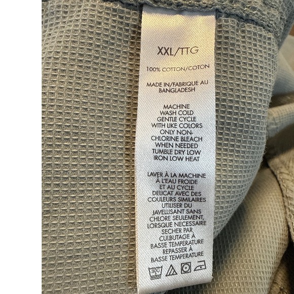 Calvin Klein Mens XXL Olive Green Waffle Weave Military Epaulette Button Down - Picture 6 of 7